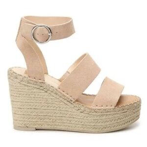 Dolce Vita Beige Shae Suede Espadrille Platform Wedge Heel Strappy Sandal EUC 9